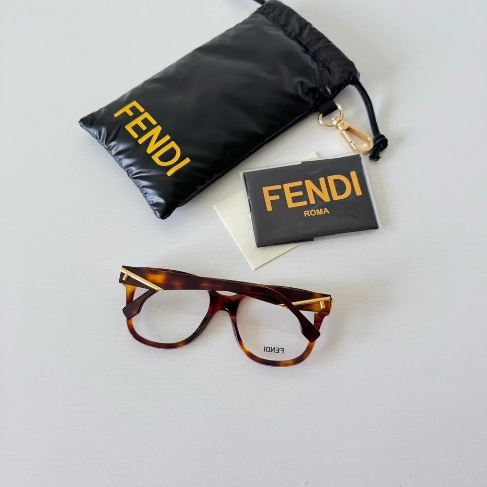 New! Fendi Tortoise Shell Glasses FE50064I 053, Authentic